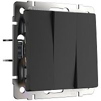 Выключатель без рамки Werkel 3-кл. черный матовый картинка